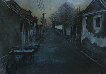超写实素描代表作《北京旧帘子胡同日暮风貌》